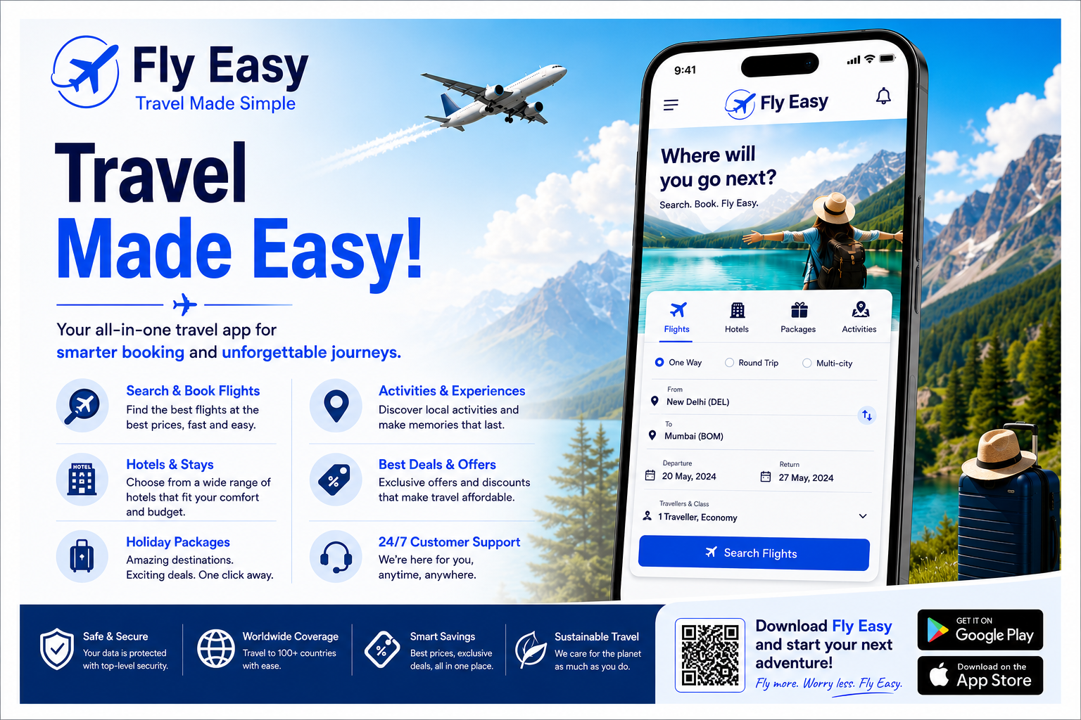 Flyeasy travel booking app for flights, hotels and packages